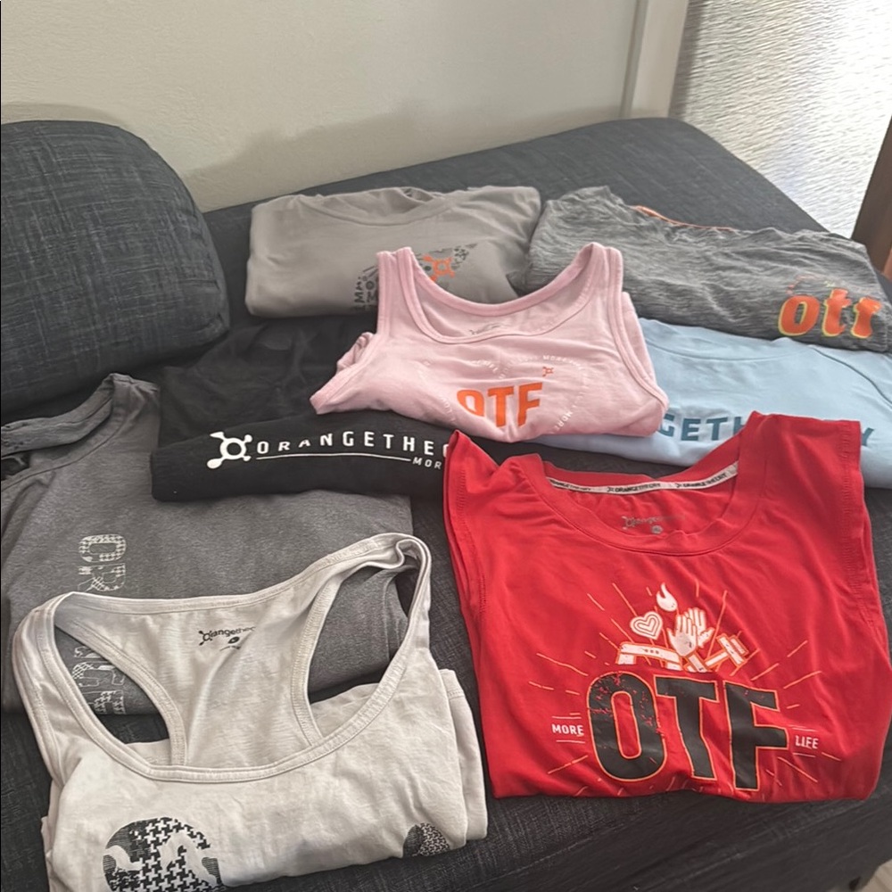 Orangetheory White and Gray Tank Tops